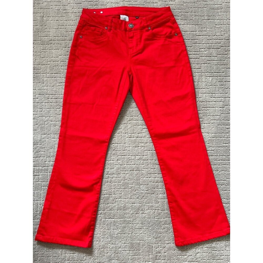 CABI Kick Back Kick Flare Jeans Candy Apple Red Sz 12 #6496 NWOT - Picture 2 of 8